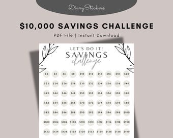 10,000 Dollar Savings Challenge Printable (PDF Download)