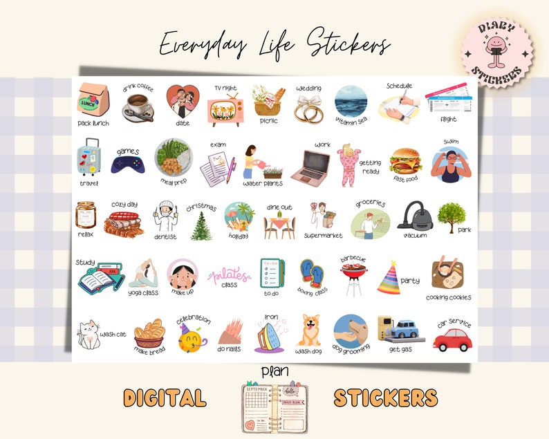 Everyday Life Digital Stickers, Daily Planner Stickers, Goodnotes ...