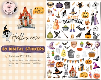 Halloween Digital Stickers for Goodnotes Planner (PNG, Goodnotes File)