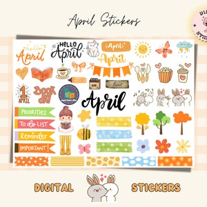 April Planner Stickers, Digital Stickers for Goodnotes (PNG Files) - Etsy