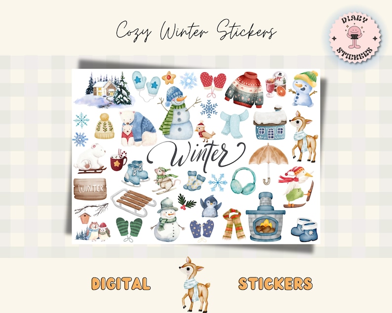 Cozy Winter Digital Stickers for Planners (goodnotes), Pre-cropped PNG ...