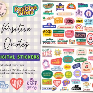 Positive Zitate Goodnotes Digitale Planner Aufkleber, Affirmation Goodnotes Icons, Motivation Zitate Digital IPad Planner, Zitate Aufkleber