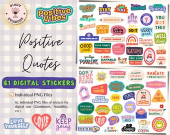 Positive Affirmation Stickers, Goodnotes Planner Icons (Digital Download)