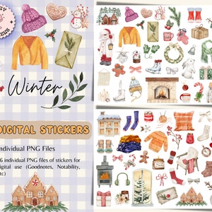 Winter Digital Stickers for GoodNotes, Winter Season Pre-cropped Digital Planner Stickers, GoodNotes Stickers, Winter Stickers, Seasonal