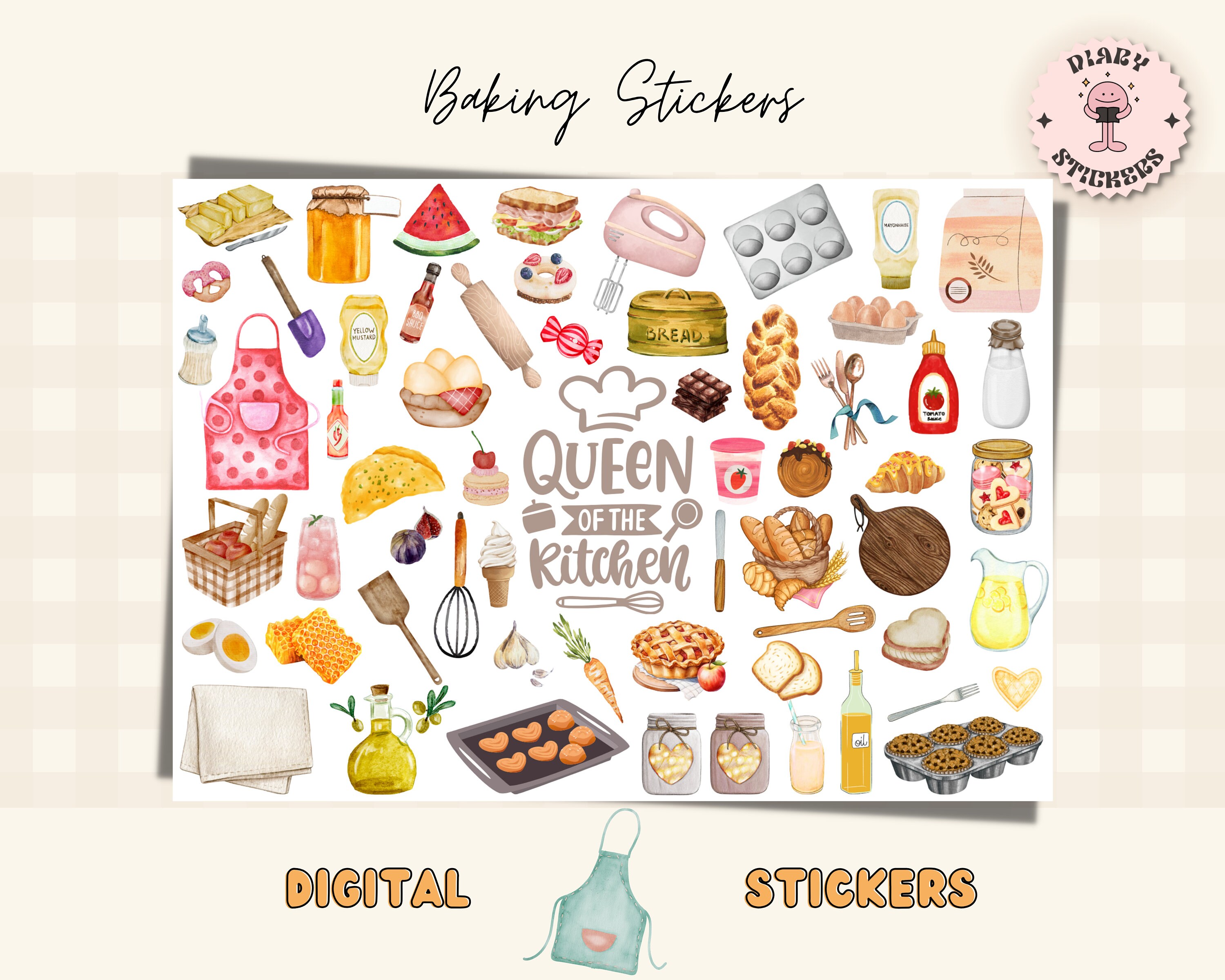Watercolor Baking Digital Stickers: 125 PNG & Goodnotes File - Etsy