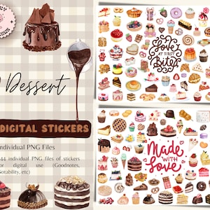 Dessert Digital Stickers for GoodNotes, Dessert Pre-cropped Digital Planner Stickers, GoodNotes Stickers, Dessert Stickers, Cake, Sweet