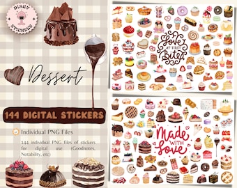 Dessert Digital Stickers for GoodNotes, Dessert Pre-cropped Digital Planner Stickers, GoodNotes Stickers, Dessert Stickers, Cake, Sweet