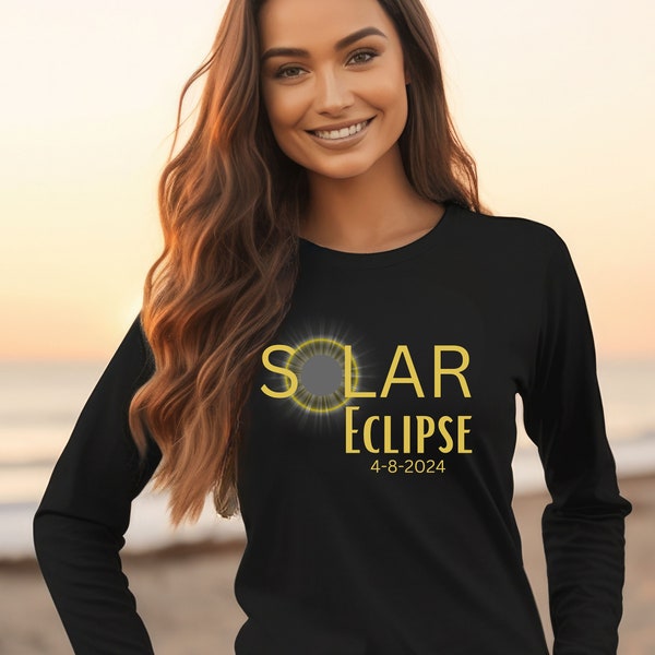 Solar Eclipse Long Sleeve T-Shirt, Eclipse 2024 Shirt, Total Solar Eclipse 2024 Long Sleeve Shirt, Solar Eclipse 4-8-2024 Long Sleeve Shirt