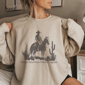 Western Sweatshirt Desert Cactus Sweatshirt Western Cowboy Sweatshirt Cowboy Country Sweatshirt Desert Cowboy Sweatshirt, Country Sweatshirt