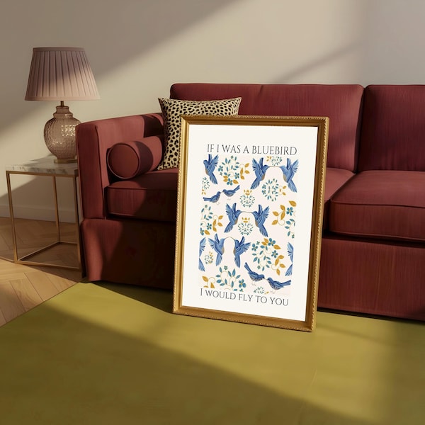 Impresión de pájaro azul / Impresión digital