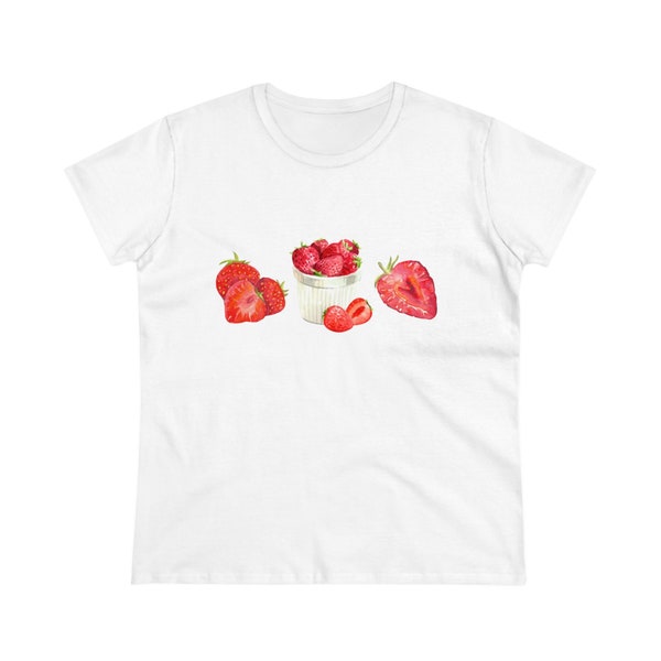 Strawberry Baby Tee 90s Style Coquette Aesthetic Watercolor Shirt Gift Foodie Tee Lover Garden Spring Summer Gift Women