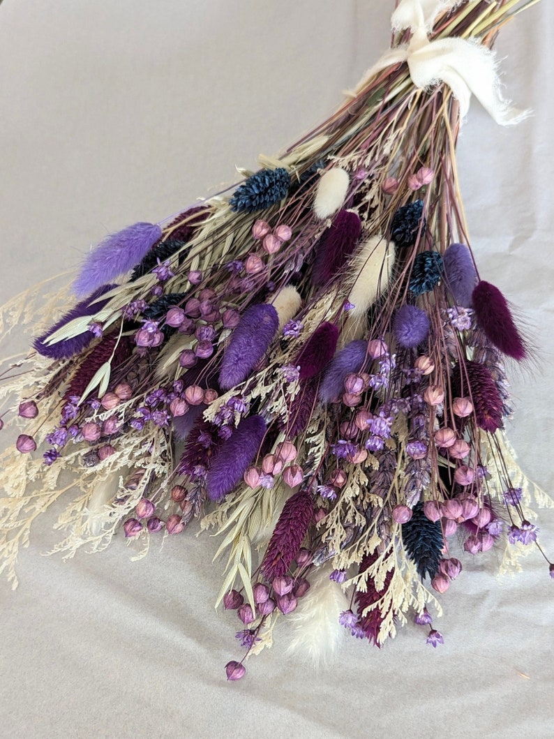 Purple Dried Flower Bouquet Dried Flower Arrangement Colourful Bouquet