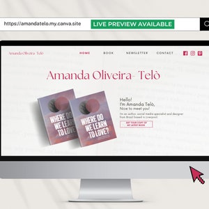 One-page Website Canva Template for Authors, Small Businesses, and Publishers | 3 Colours: Pink, White, Black | Improve Your Online Presence