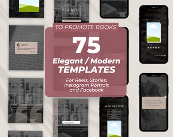 Book Promotion Canva Templates Bundle | 75 Designs for Reels, Stories, Facebook & Instagram | Book Mockups, Quotes, and Social Media Tips