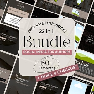 All-in-One Author Social Media Book Promotion Bundle: 150+ Canva Templates | SM Covers, Posts, Stories, Pins, Fb, Insta | Guide & Checklist