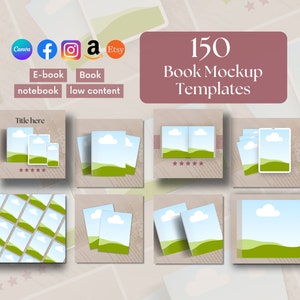 Book Mockup Templates | Book, Ebook, Notebook, Low Content Book Promotion | 150 Canva Templates for KDP A+ Content, Banners & Social Media