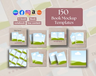 Book Mockup Templates | Book, Ebook, Notebook, Low Content Book Promotion | 150 Canva Templates for KDP A+ Content, Banners & Social Media