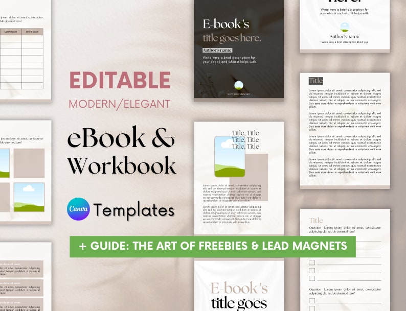 eBook and Workbook Canva Templates for Authors, Business & Course Creators + Freebie and Lead Magnet Guide | Template Marketing Strategy