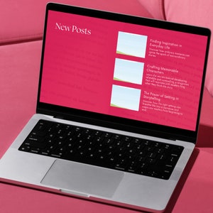One-page Website Canva Template for Authors, Small Businesses, and Publishers | 3 Colours: Pink, White, Black | Improve Your Online Presence