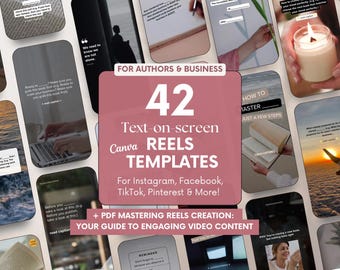 Text-On-Screen Faceless Reel Templates for Authors, Businesses & Content Creators | 42 Editable Reels Canva Designs for Social Media Content
