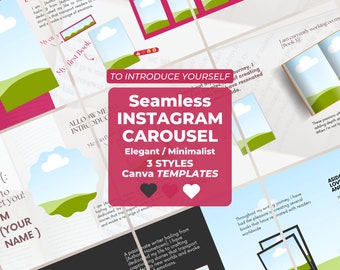 Seamless Carousel Post for Authors & Small Business: Introduce Yourself on Instagram with a Digital Scrapbook | 7 Images, 3 Colours, Easy
