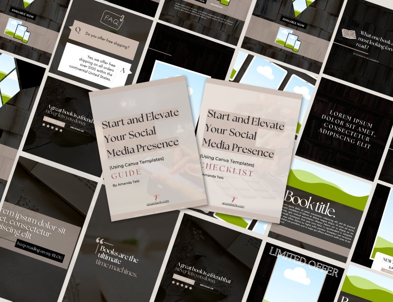 Social Media Book Promotion Bundle | With Guide and Checklist | 150+ Canva Templates | For Facebook, Instagram, Pinterest, Youtube & More
