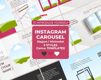 Seamless Carousel Post for Instagram: Introduce Yourself with a Digital Scrapbook | 7 Images, 3 Styles, easy | For authors & small business