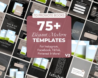 Social Media Book Promotion Canva Template Bundle | 75+ Designs for Instagram, Facebook, TikTok & + Carousel Author Posts, Book Mockups | V2