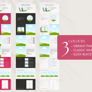 One-page Website Canva Template for Authors, Small Businesses, and Publishers | 3 Colours: Pink, White, Black | Improve Your Online Presence| Landing Page