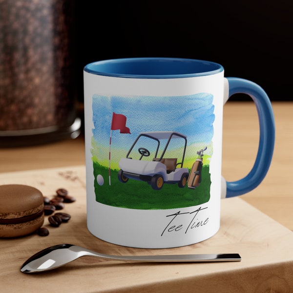 Tee Time Two Tone Coffee Mug Golf Gifts for Women, Men, Dad, Mom, Grandpa, Grandma, Groomsmen  | Mothers Day, Fathers Day, Birthday Present