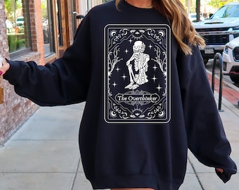 The Overthinker Tarot Skeleton Sweatshirt | Tarot Card Sweater | Goblincore Clothes | Tarot Card Sweater | Tarot Gift | Witch Clothes