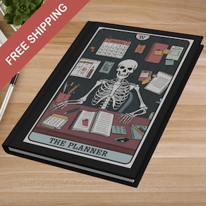 Diario de tapa dura con cartas del Tarot The Planner, acabado laminado mate, diario forrado, regalo para mamás, asistentes, gerentes de proyectos, Whimsigoth Mystical