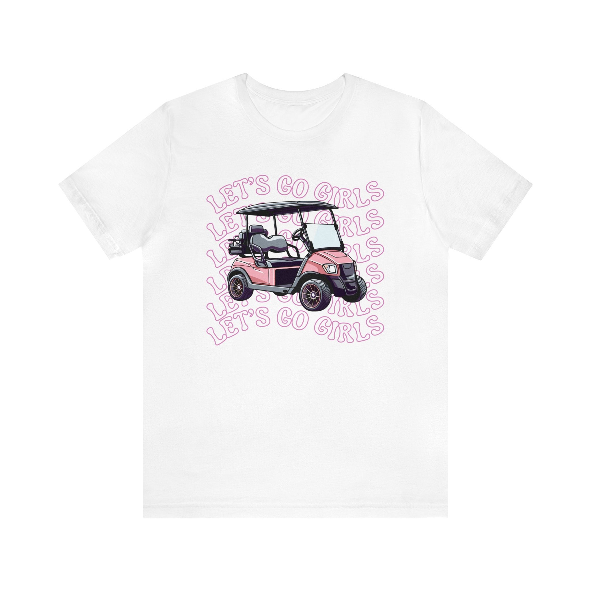 Retro Pink Let's Go Girls Golf Cart T-shirt Ladies Golf Gift Cute Golf ...