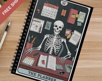 The Planner Tarot Card Spiral Notebook Ruled Line Whimsigoth Mystical Goth Gift for Mom Assistants Teachers Students Teens Dad Aunt