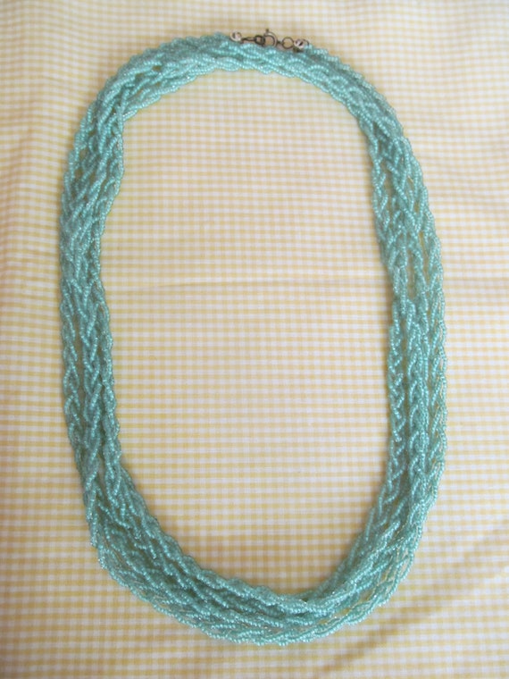 light green braided bead necklace 7 feet  3 inche… - image 2