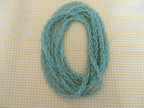 light green braided bead necklace 7 feet  3 inche… - image 1