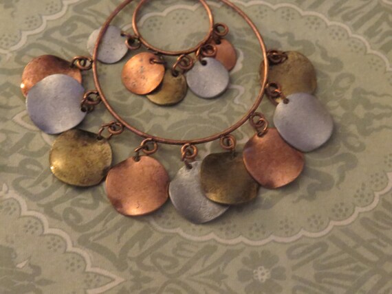 copper hoop dangle earrings - image 4