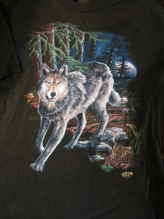 Vintage Wolf T Shirt Wild Wear Brand Size Xl Etsy