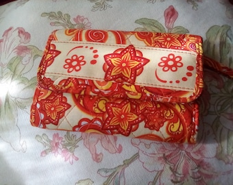 Quilted folding wallet orange paisley