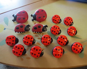 16 lady bug buttons
