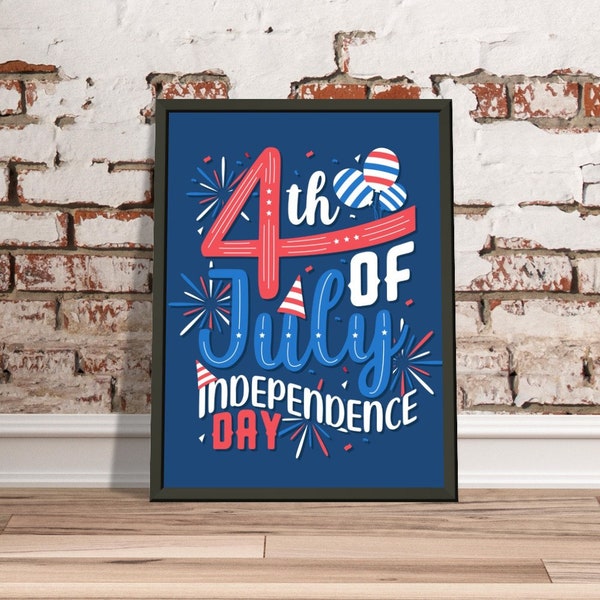 4th July, Independence Day, USA, gift - Premium Matte Paper Metal Framed Poster