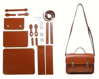 DIY brown cognac handbag creative kit made of vegan leather