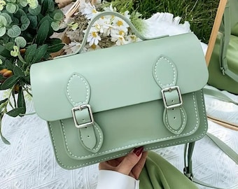 DIY mint green handbag creative set made of vegan leather