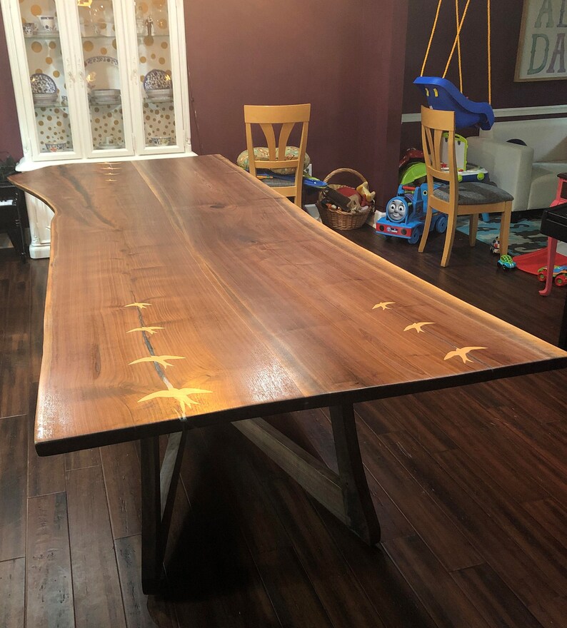 Live Edge Dining Table Solid Walnut Etsy