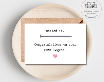 CRNA Graduation Card | Printable Graduation Card | Folding Congrats Graduation Card 4 x 6 | RN Graduation  | Congratulations Grad Card