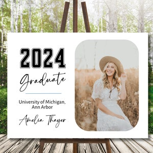 Graduation Welcome Sign Template | Yard Sign Graduation | Graduation Party Signs With Photo | High School Grad | Senior 2024 | Easel Sign