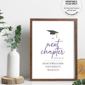 Plantilla My Next Chapter de la Universidad Northwestern, decoración para fiestas de graduación, carteles para fiestas de graduación, póster de graduación de 2025, Northwestern Wildcats