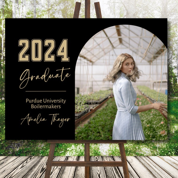 Purdue University Yard Sign Template | Yard Sign Graduation | Graduation Party Signs | Lawn Sign | Senior 2024 | Easel Sign | Canva Template
