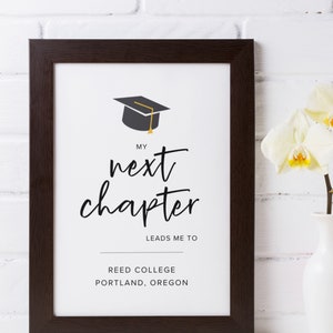 My Next Chapter Graduation Printable | Personalized Graduation Party Decor | Graduation Party Signs | 8 x 10&quot; & 16 x 24&quot; Editable Templates