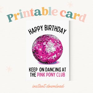 AFDRUKBARE "Happy Birthday Keep On Dancing at the Pink Pony Club" op Chappell Roan geïnspireerde kaart